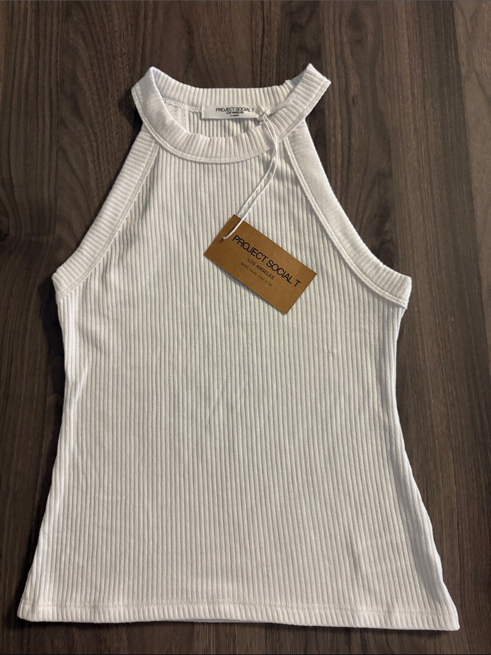 Project Social T White Ribbed Halter Tank - Picture 4 of 12